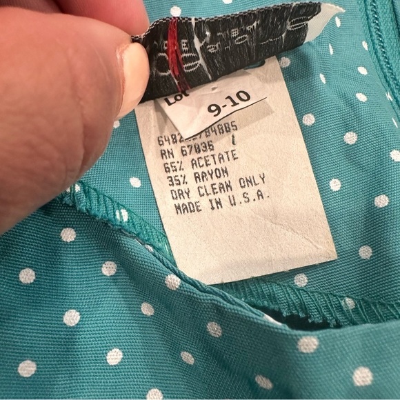 Vintage 90’s Teal Polka Dot Belted Dress “Blondie and Me” NWT​ - Picture 6 of 11